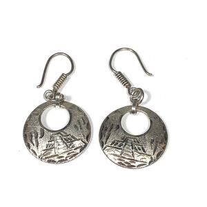 925 Mexico Sterling Silver Edged Earrings Mayan Drops 5.45g